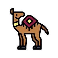 A camel with a saddle on its back vector