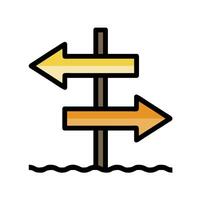 Two arrows pointing in different directions on a wooden post vector