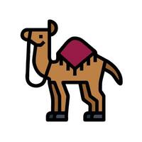 A camel with a saddle on its back vector