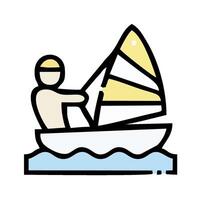 A man in a boat with a sail vector