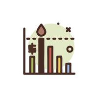 A bar chart with a candle and a line vector