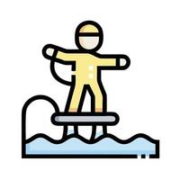 A man in a yellow suit standing on a diving board vector