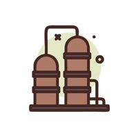 A brown and white icon of a factory vector