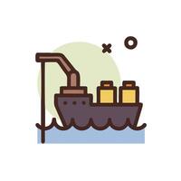 A ship with a crane on it in the water vector