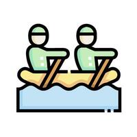 Two people in a boat with a paddle vector