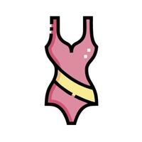 A pink swimsuit with a yellow stripe vector