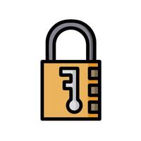 A lock icon with a key inside vector