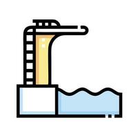 A boat with a ladder on it is in the water vector