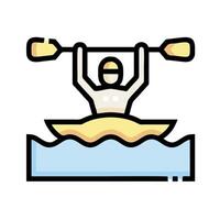 A man in a kayak is holding a paddle vector