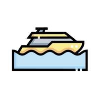 A yellow boat floating in the ocean vector
