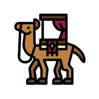 A camel with a red and black dress on it vector