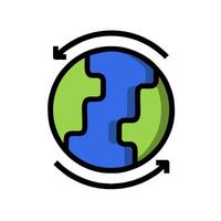 A globe with a green arrow pointing to it vector