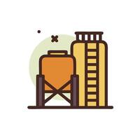 A line icon of a building with a ladder and a ladder vector