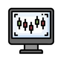 A computer monitor with a screen showing a chart vector
