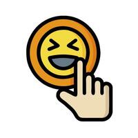 A hand pointing to a smiley face with a finger vector