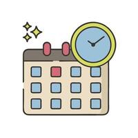 Calendar icon with clock and calendar vector