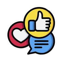 A heart and a thumbs up icon with a speech bubble vector