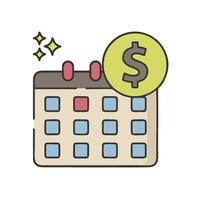 A calendar with dollar sign and a dollar sign vector