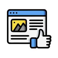 A thumb up icon with a computer screen and a thumb up vector