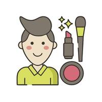 Makeup icon with a man and a brush vector