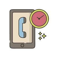 A phone with a clock and a phone icon vector