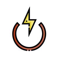 A lightning bolt is shown in a circle with a yellow and orange outline vector