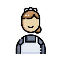 A woman in an apron is shown in a flat style vector