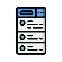 A server rack with three blue buttons vector
