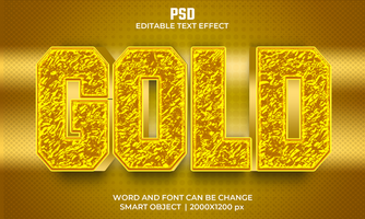 Gold text effect with a metallic texture psd