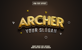 brown 3D text effects Archer themed template featuring customizable element psd