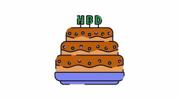 Birthday Cake Motion Graphic, Animated Alpha channel, transparent background. 4K resolution loop animation. video