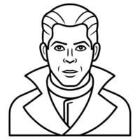 A man in a coat and tie is shown in a line drawing vector