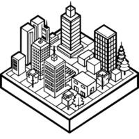 An illustration of a city with buildings and trees vector