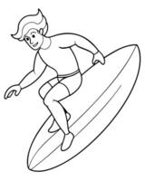 a coloring page of an tow-in surfing with no color just black lines, illustration line art vector