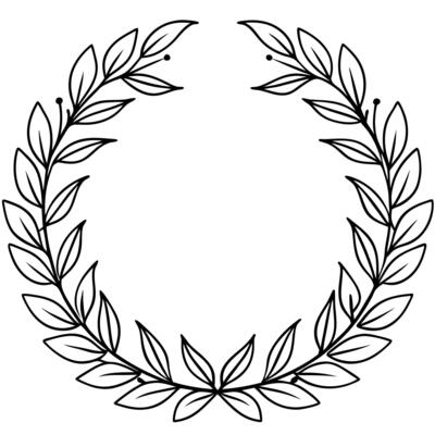 wreaths and branches with leaves, illustration line art