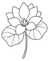 a coloring page of an cyclamen with no color just black lines, illustration line art vector