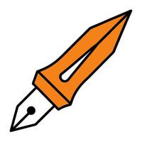 simple design small pen nib hand drawn black and organe color without background free , vector