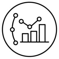 a data analytics icon on white background, illustration line art vector