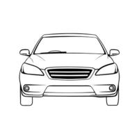 front view of car, illustration line art vector