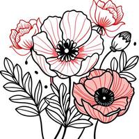 a stunning minimalist scandinavian-inspired design featuring a vivid array of poppy flowers in full vector