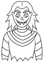 a coloring page of an halloween dread with no color just black lines, illustration line art vector