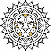 mandala lion king complex design, illustration line art vector