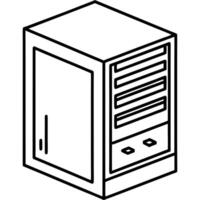 an old and huge computer server, illustration line art vector