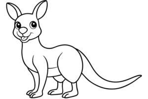 a line drawing of a cute a kangaroo, standing on its hind legs the character has a round head, vector