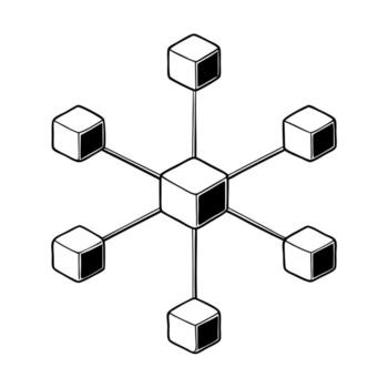 design a linear icon representing data flow and decentralized applications dapps within a vector