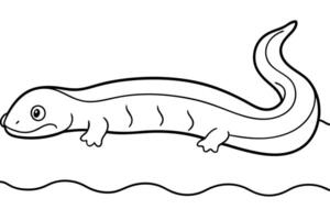 eel resting on the bottom the eel lies flat on the ocean or riverbed, sometimes partially vector