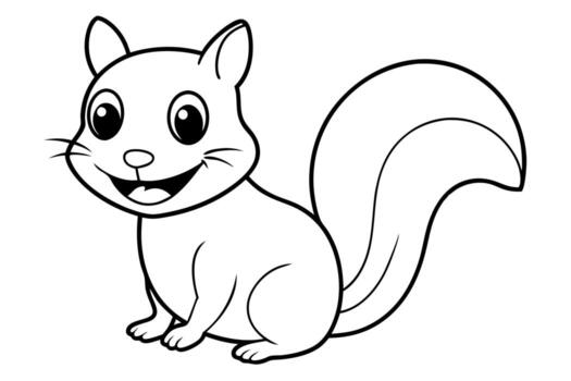 sonriente ardilla negrita contorno negro y blanco lleno visible para niños bueno a color, vector
