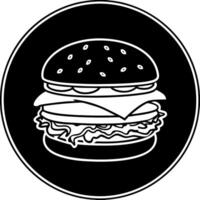 a burger with beef, lettuce, tomato, onion and cheese, cucumber with dark background, vector
