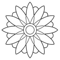 coloring pages for kids, bold line art, a daisy-centered mandala with symmetrical lines and shapes, vector