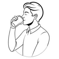 drinking, illustration line art vector